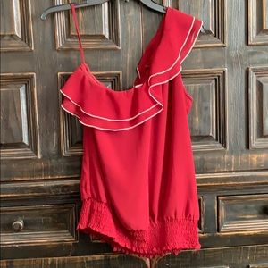 Dark red one shoulder top